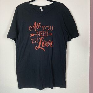 All You Need Is Love Beatles lyric graphic sparkly T NWOT